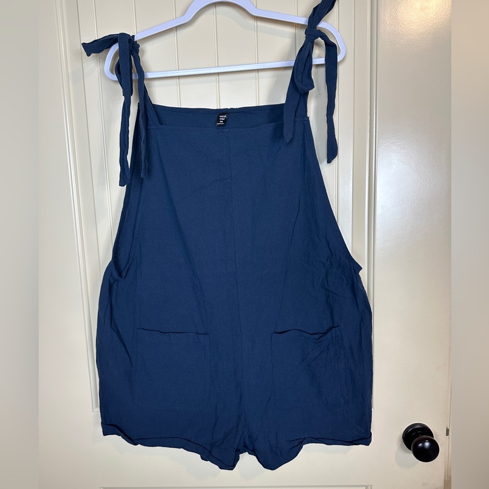 Shein‎ 100% cotton navy blue shorts jumpsuit one piece romper, sz 2X